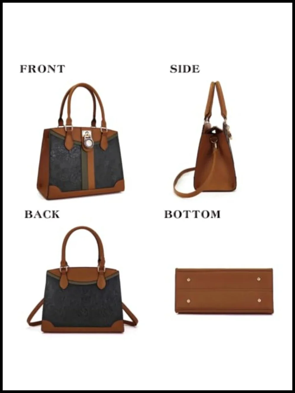 Women's Vegan Leather Tote Handbag Set with RFID Wallet, Medium Crossbody
